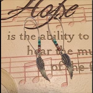 ANGEL WING DUSTER EARRINGS EMBELLISHED W/ BEADS